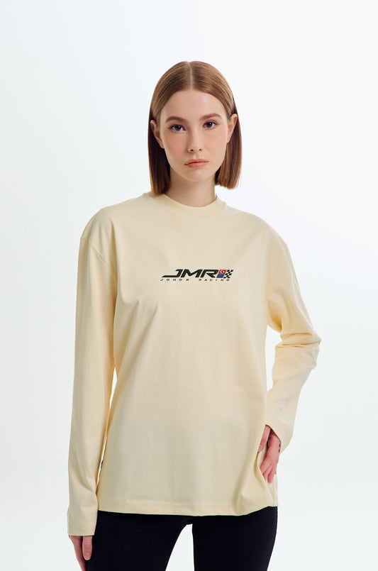 JMR Unisex Embroidered Logo Long Sleeve T-Shirt Cream
