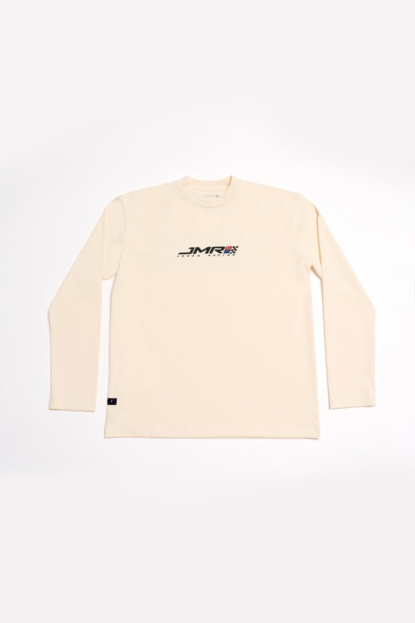 JMR Unisex Embroidered Logo Long Sleeve T-Shirt Cream