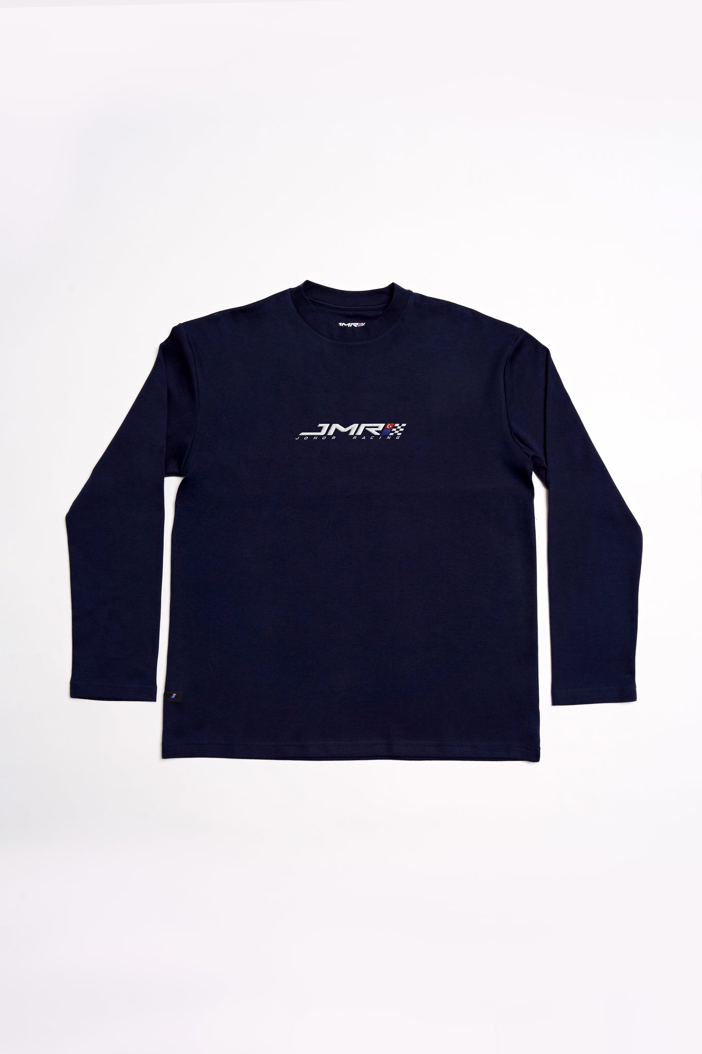 JMR Unisex Embroidered Logo Long Sleeve T-Shirt Navy Blue