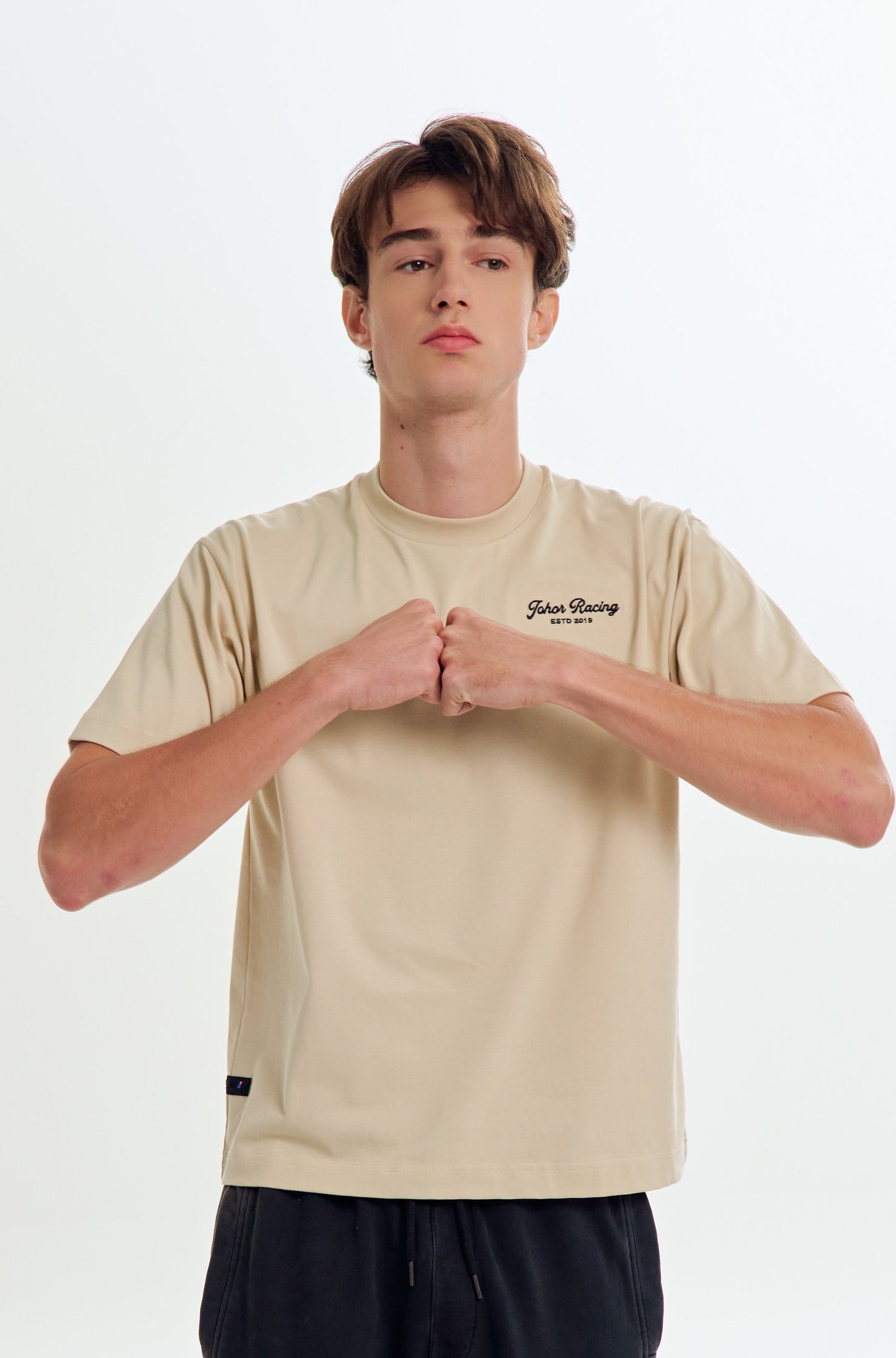 JMR Unisex Scripted Logo T-Shirt Beige