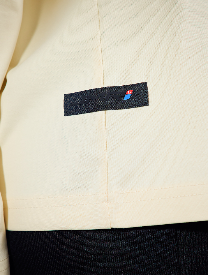 JMR Unisex Embroidered Logo Long Sleeve T-Shirt Cream