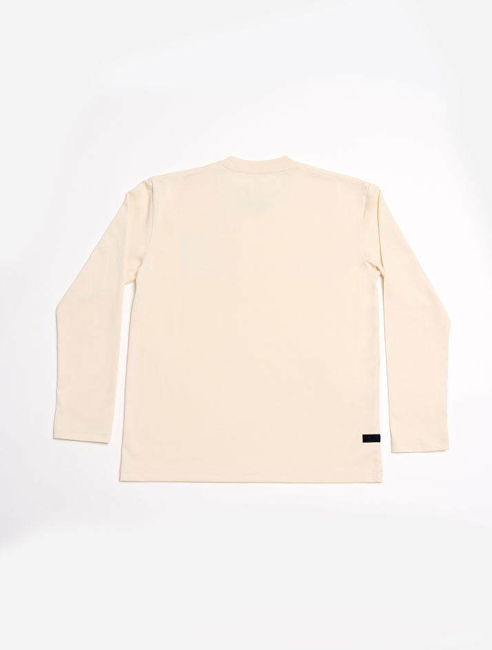 JMR Unisex Embroidered Logo Long Sleeve T-Shirt Cream