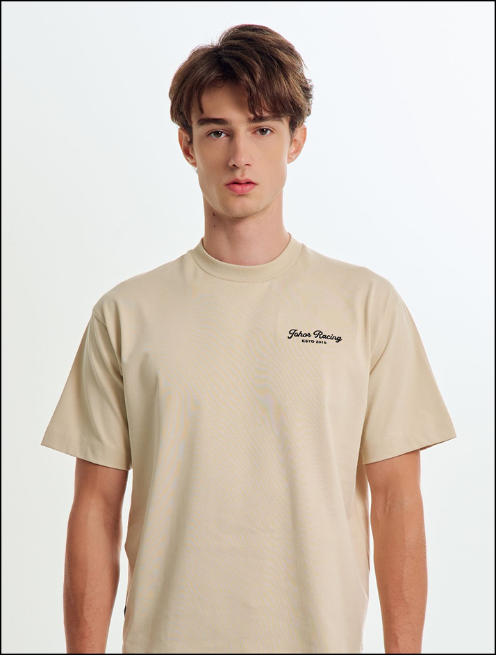 JMR Unisex Scripted Logo T-Shirt Beige