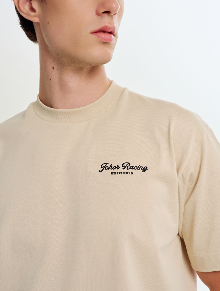 JMR Unisex Scripted Logo T-Shirt Beige