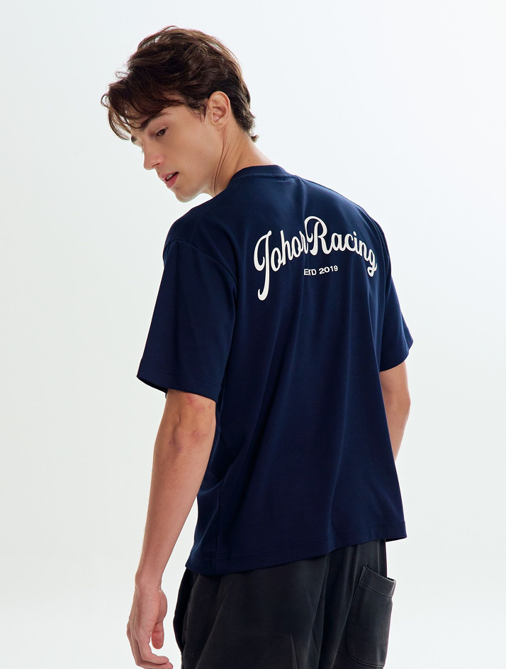 JMR Unisex Scripted Logo T-Shirt Navy Blue