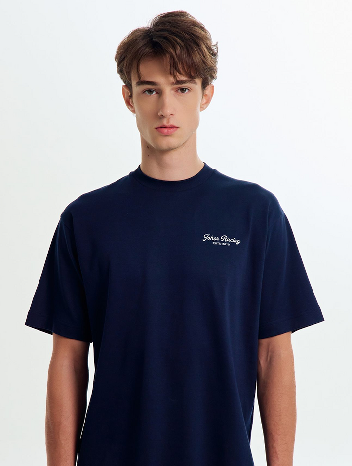 JMR Unisex Scripted Logo T-Shirt Navy Blue – Johor Motorsports Racing